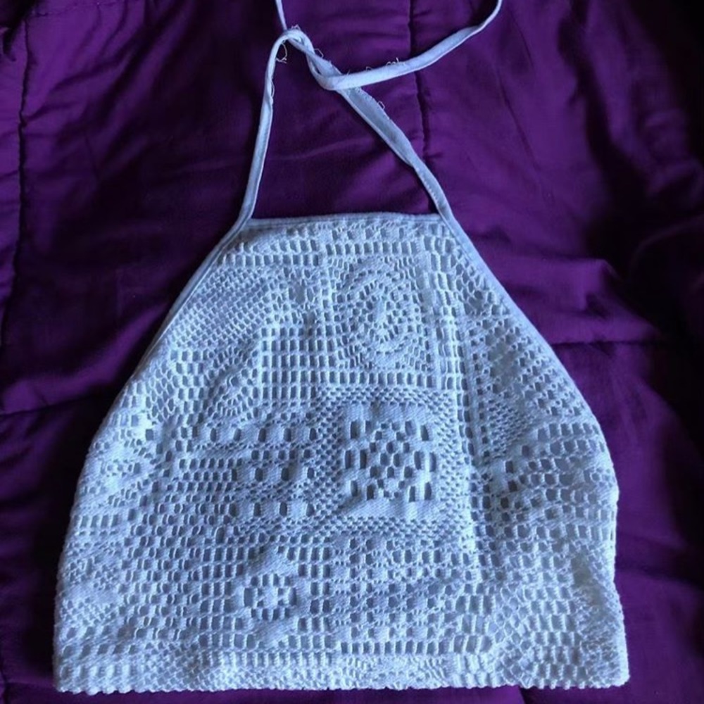White Crotchet Halter Top